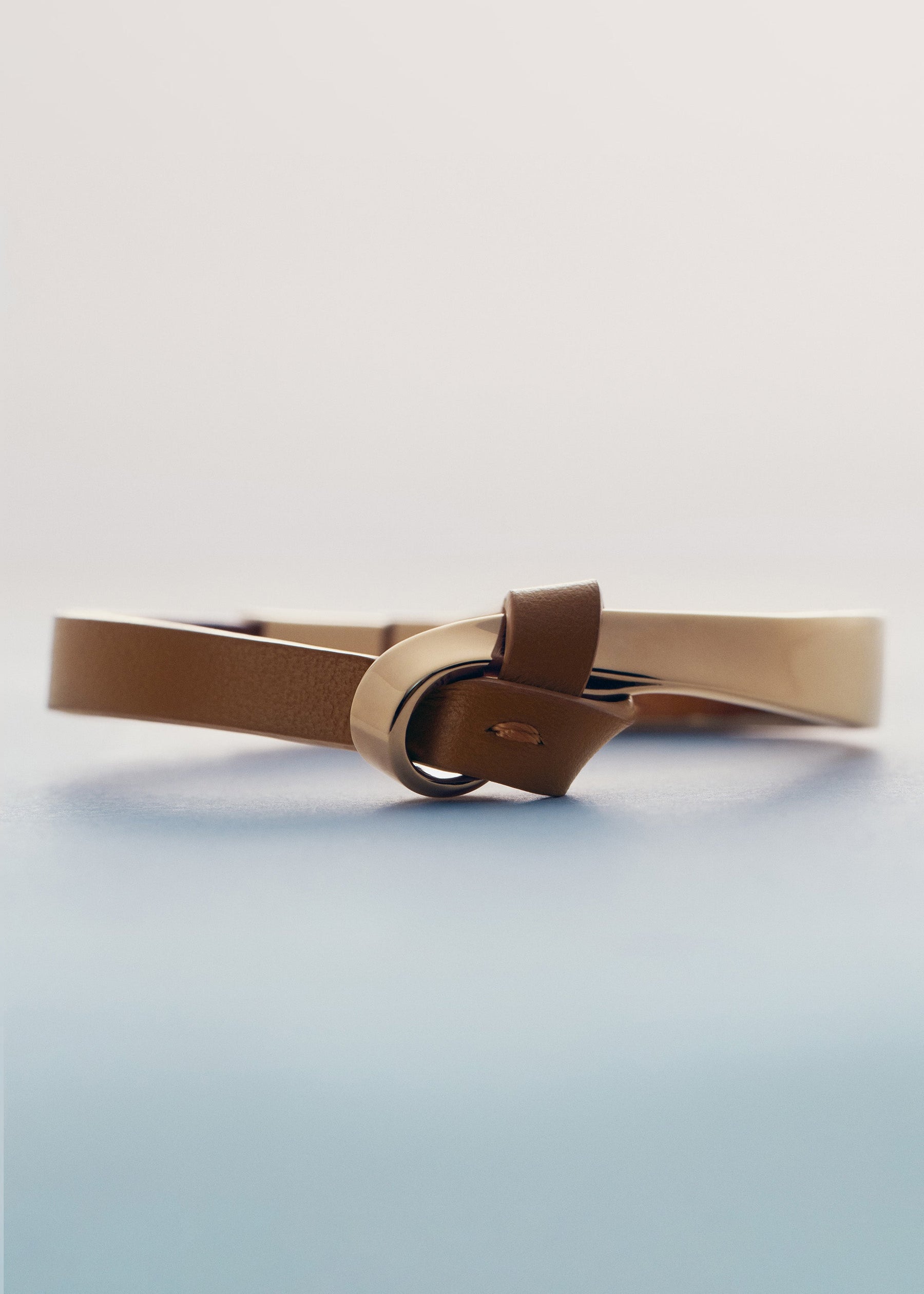 Ormé Bangle - Gold Gilded with Camel Leather