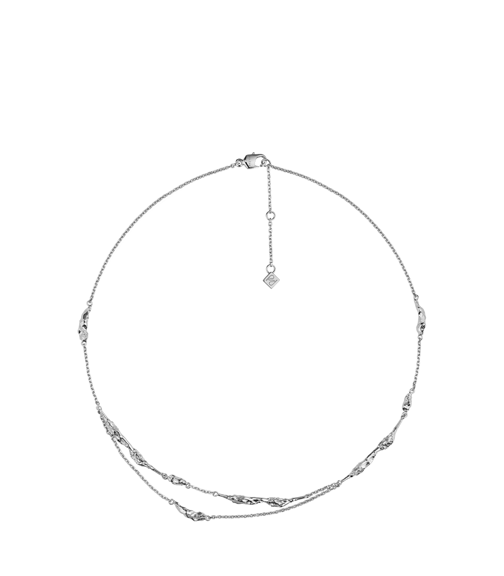 Eroz Double Chain - Silver in rhodium plated brass