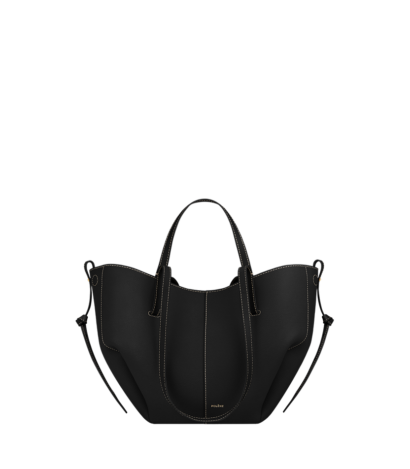 Cyme Mini - Textured Black with Ecru Stitching