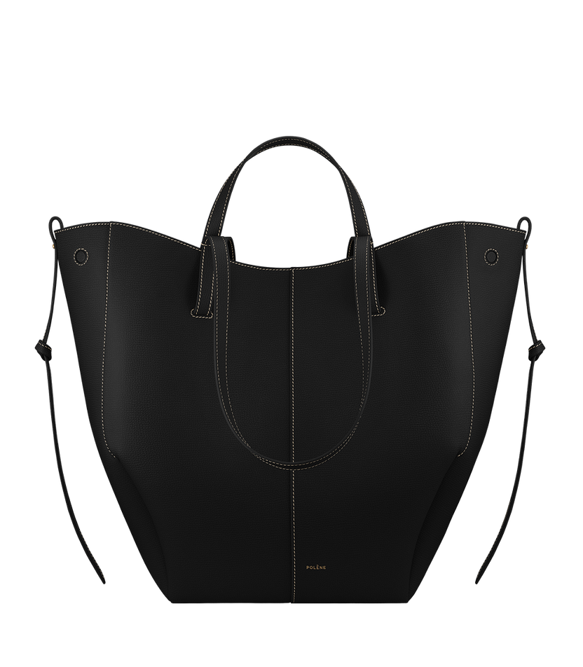Cyme Tote - Textured Black with Ecru Stitching