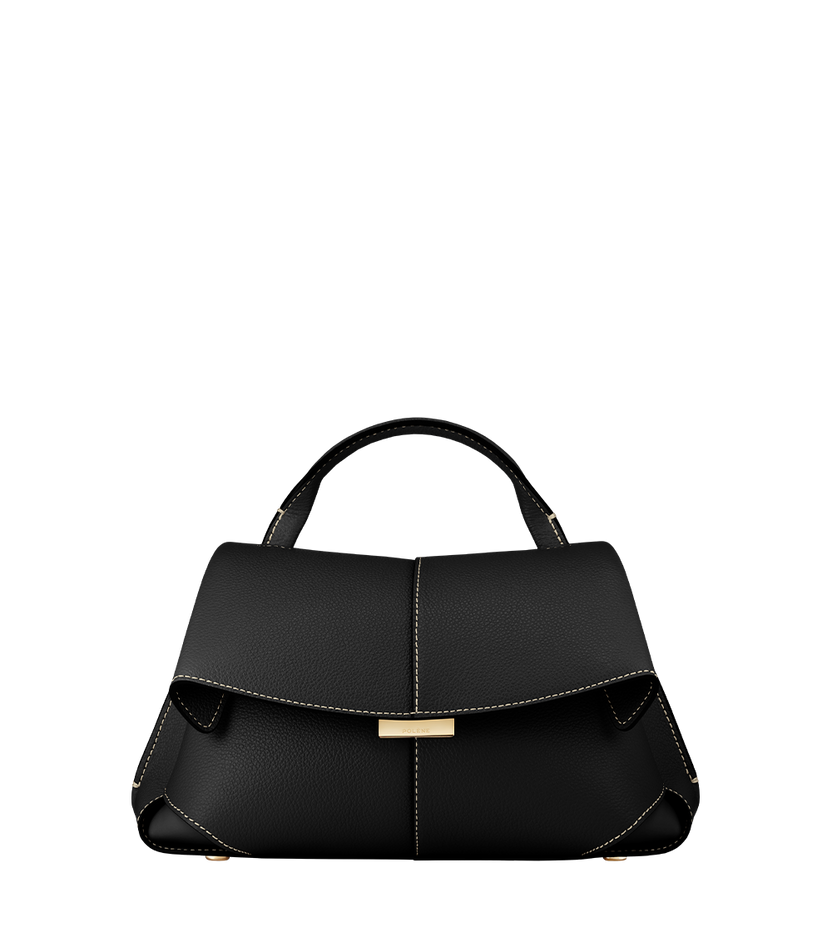 Mokki Mini - Textured Black with Ecru Stitching